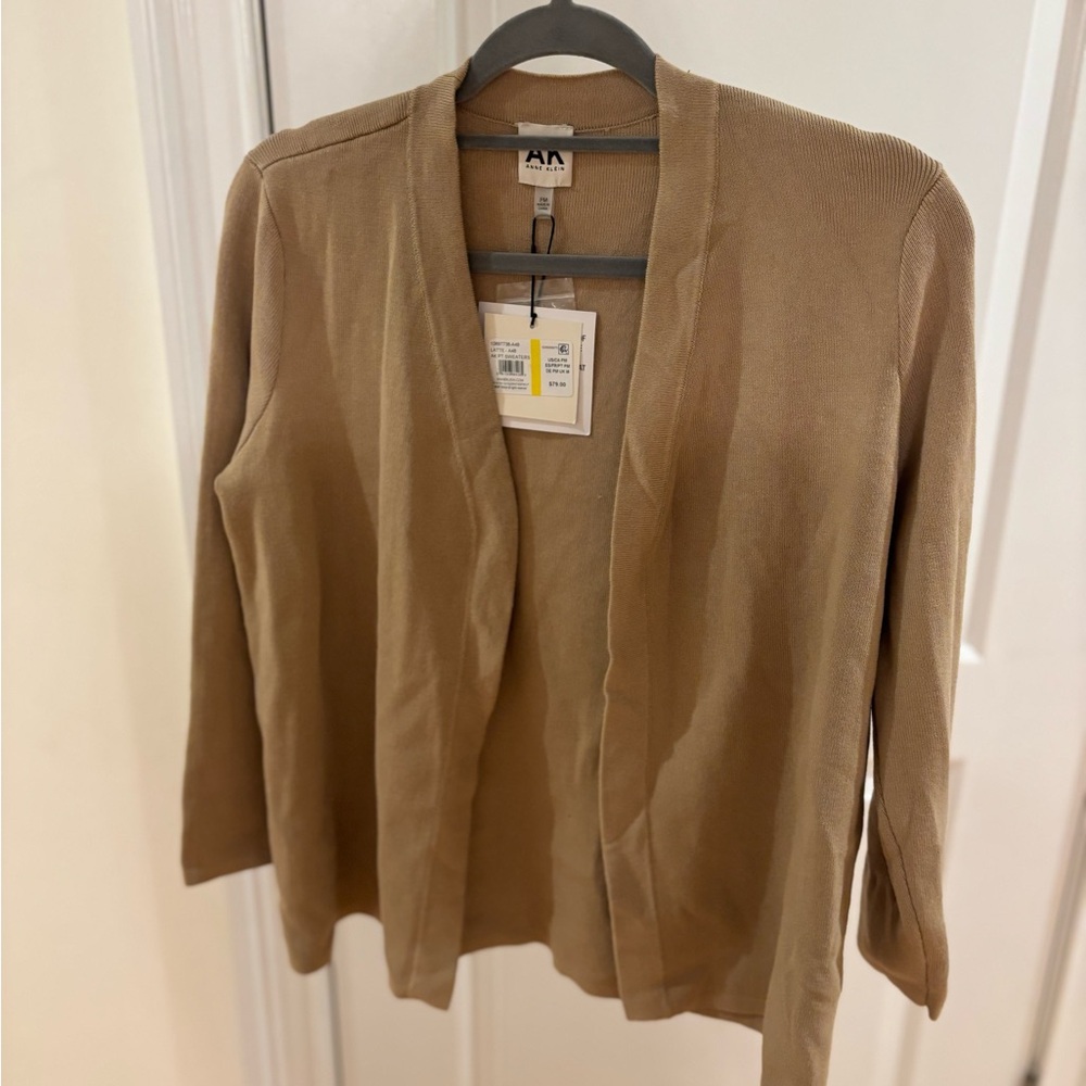 Anne Klein Camel Open-Front Cardigan